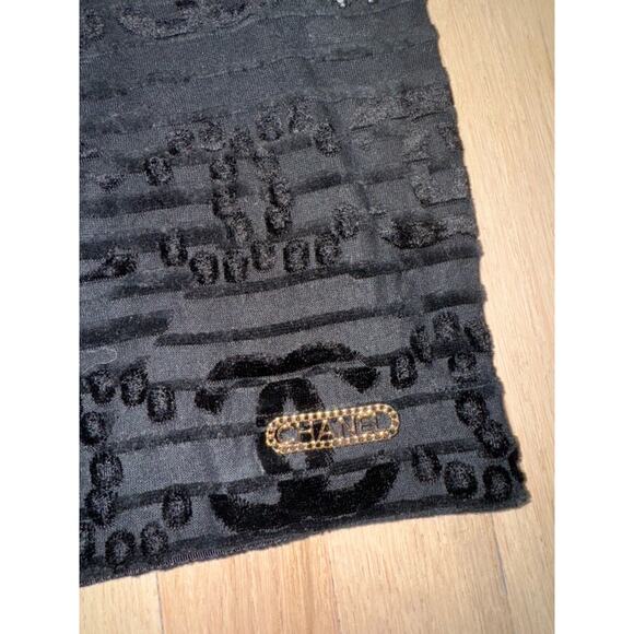 Chanel 21C Black Flocked Velvet CC Logo Top Short Sleeve Tee T Shirt S Small - Picture 10 of 16
